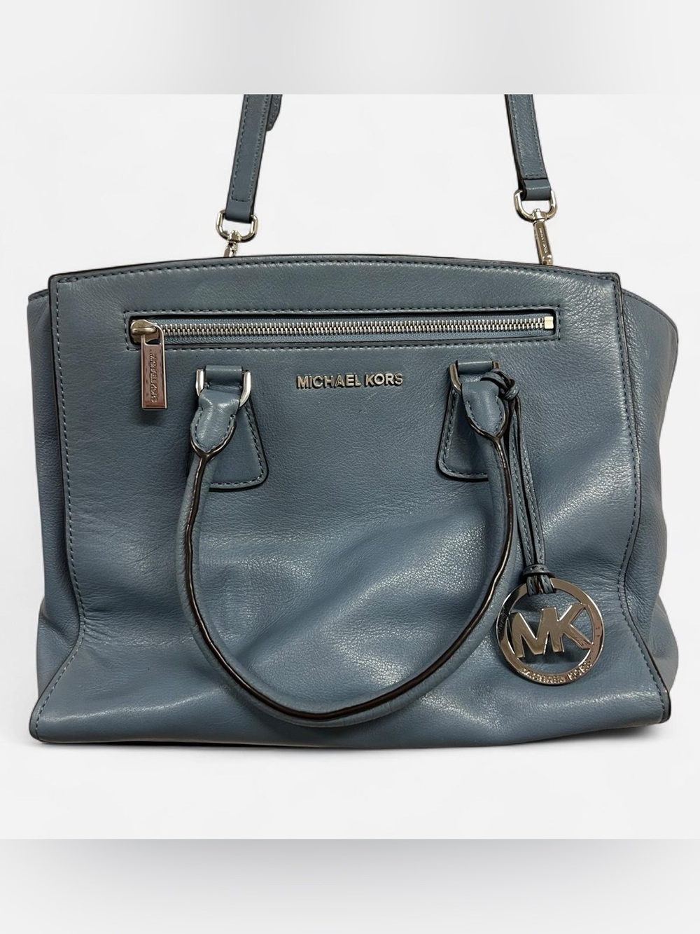 Michael Kors Sophie Leather Satchel Large in a beautiful blue